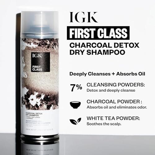 IGK First Class Charcoal Detox Dry Shampoo | Deep Cleansing For Oily Hair & Odor Absorbing | Adds Volume & Texture | For All Hair Types | 6.3 oz view 2