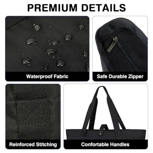 Voova Tote Bag for Women, Large Capacity Tote Bag with Zipper, Foldable Shoulder Bag Handbag for Work,Travel,Shopping,Beach view 6