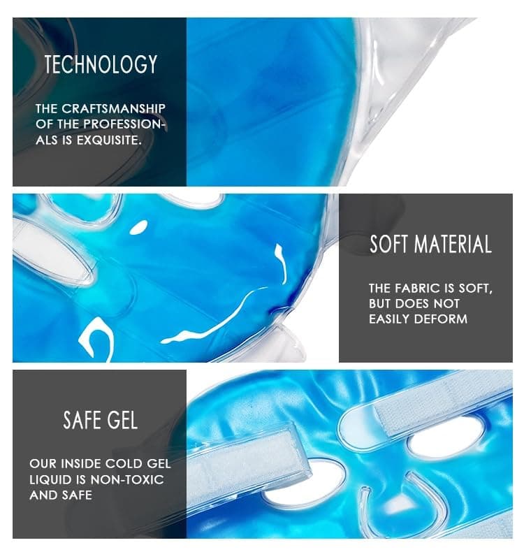 Ice Face Mask Reusable,Cold Hot Compress Gel Ice Facial Mask with Gel Beads,Face SPA for Woman Sleeping Reduce Eye Puffiness Face Puffiness Sleeping Travel (Blue) view 2