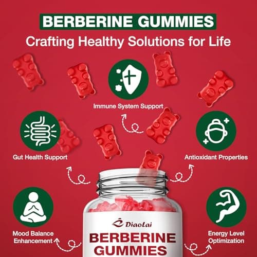 Berberine Gummies 2000mg - Natural Organic Berberine HCL Supplement - Vegan, Non-GMO, Gluten-Free - Delicious Raspberry Flavor - 120 Count view 3