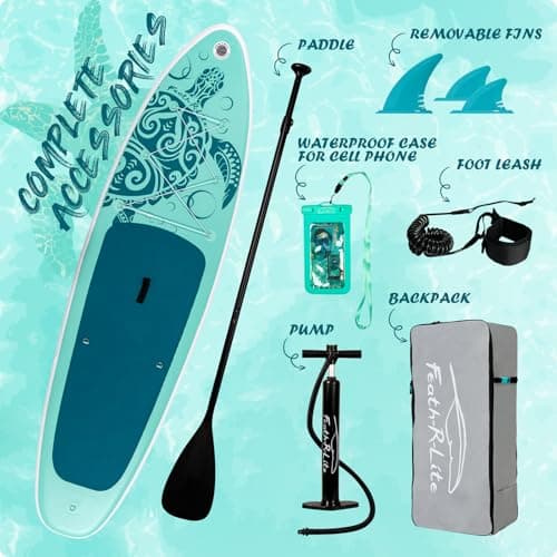 FEATH-R-LITE Inflatable Stand Up Paddle Board with Beginner SUP Accessories view 3