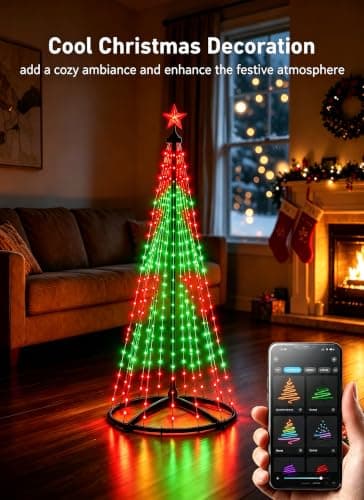 oneup 6FT Christmas Cone Tree Light, Smart RGB Light with App & Remote view 4