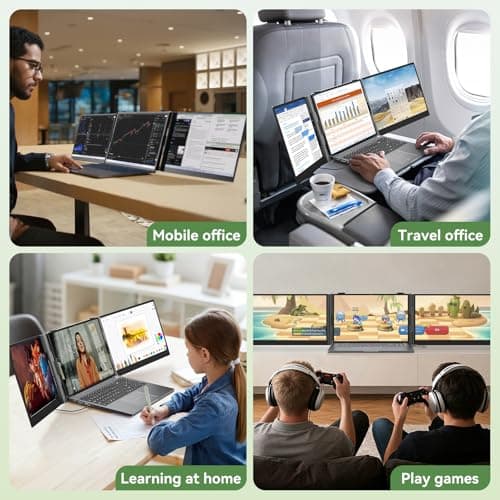 Blackview Laptop Screen Extender, 2.2 lb Ultra-Light, One-Cable Connection, 15.6" Triple Screen Laptop Monitor Extender, TÜV Eye-Care, Business Travel, Mac, Windows, ChromeOS, Switch view 6