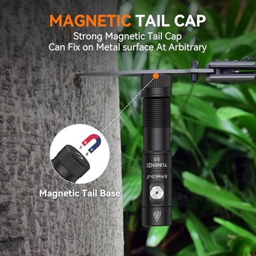 TUNENGE S5 1400 Lumens Mini Flashlight Rechargeable- Super Bright LED Pocket Light with Magnet & Clip, Red/Orange Diffuser,Small AA EDC Flashlight for Outdoor, Camping, Hiking, Emergency view 5