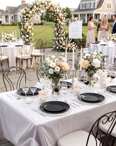 PULOTE 100PCS Black Plastic Plates Disposable - Premium Heavy Duty 50 Black Dinner, 50 Dessert/Salad Plates - Ideal for Party, Halloween view 5