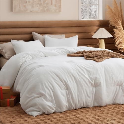 Bedsure King Comforter Set, White Soft Prewashed Bedding for All Seasons, 3 Pieces GentleSoft™ Bed Set, 1 Lightweight Comforter (104"x90") and 2 Pillowcases (20"x36") view 1