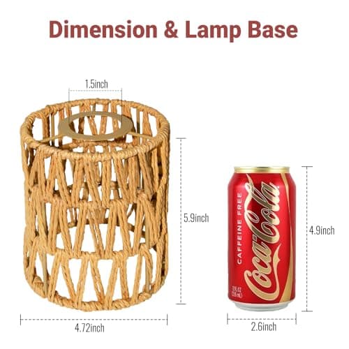 3 PACK Rattan Lamp Shades(4.7"×5.9"), Small Boho Pendant Light Shade, Handwoven Wicker hanging Lampshades For Chandeliers, Wall Sconces, Floor & Table Lamps view 3