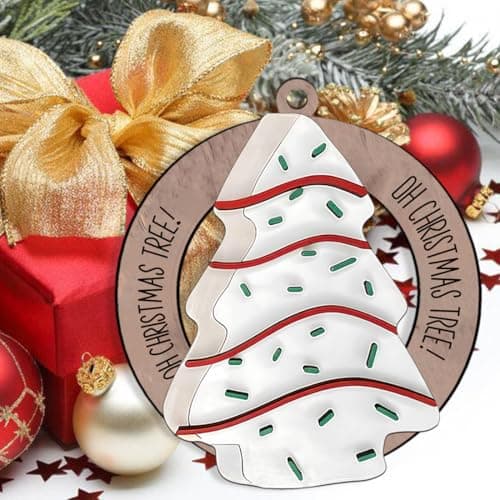 Little Christmas Tree Cakes, Food Ornaments, Wood Cheesecake Ornament, Baking Dessert Cake Ornament, Cute Christmas Ornaments view 2