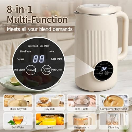 Dandoulai 8 in 1 Nut Milk Maker Machine, 40oz Homemade Almond, Soy, Oat, Coconut, Yogurt and Non Dairy Beverages, Automatic Soybean Blender Machine with Delay Setting, Keep Warm, Self-Cleaning view 4