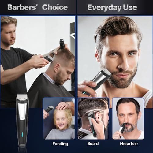 Valano Beard Trimmer Hair Clippers for Men All-in-One Self-Sharpening Electric Men's Cordless Rechargeable Mustache Grooming Kit Gift for Ear Nose Body Public view 6