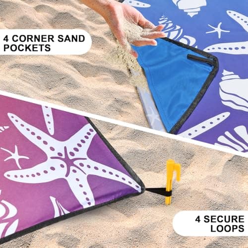 HIHOHO Beach Blanket, Sandproof Beach Mat, Waterproof Quick Drying Lightweight Outdoor Aztec Picnic Mat 79" X 83"/120"x108" for 2-8 Adults for Travel, Camping, Hiking view 4