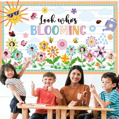 Spring Bulletin Board Decorations Set Classroom Decoration Look Who’s Blooming Spring Bloom Flower Growth Mindset Photo Posting Craft Cutout for School Offices Classroom Back to School Party Supplies view 5