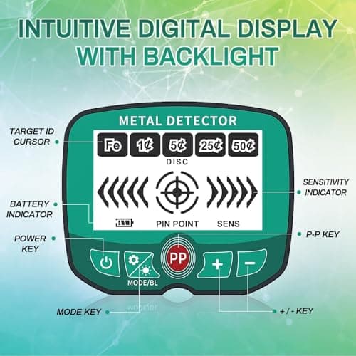 Metal Detector for Adults & Kids, High Accuracy Professional Metal Detectors 10" Detection Depth, 3Detection Modes Metal Detectors,with LCD Display, Adjustable 37.4" to 48.8" Gold Detector view 4