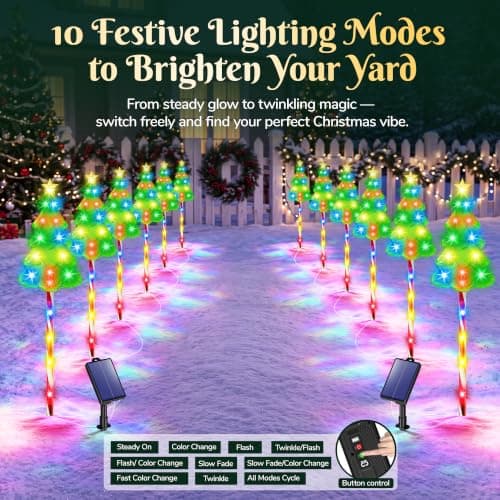 Solar Christmas Decorations, Christmas Tree Pathway lights Outdoor view 6