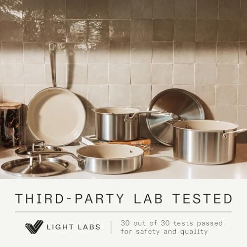 Made In Cookware - 3-Piece (Includes 8", 10", 12") Ceramic Non Stick Frying Pan Set (Discontinued CeramiClad 1.0) - 5-Ply Stainless Clad with Stay-Cool Handle - Professional Cookware view 2