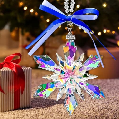 2025 Annual Edition Crystal Christmas Ornaments, Snowflake Star Ornaments for Christmas Tree, Beautiful Colorful Ornament Gifts for Family Friends view 2
