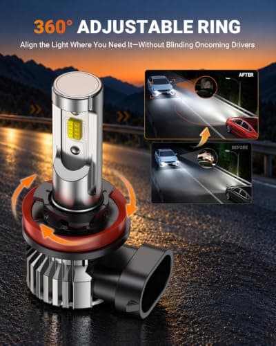 SEALIGHT H11/H8 Switchback LED Fog Light Bulb, 60,000LM 6500K/3000K Light | 360° Adjustable Zero Glare, Dual Color 6500K White/3000K Amber Yellow Fog Lights, IP68 Waterproof, 1:1 Size Plug and Play view 5