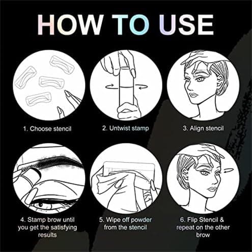 Eyebrow Stamp and Eyebrow Stencil Kit, Eye Brow Stencil Kit for Beginners 24 Reusable and Washable Eyebrow Kit, Brow Stencil and Stamp Kit Smudge-Proof & Long-lasting & Waterproof (Dark Black) view 7
