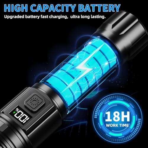Hriovs Rechargeable LED Flashlight 99000 High Lumens, Powerful Tactical Flashlights with 6 Modes, IPX7 Waterproof, Zoomable, Super Bright for Home Outdoor Emergency Camping view 4