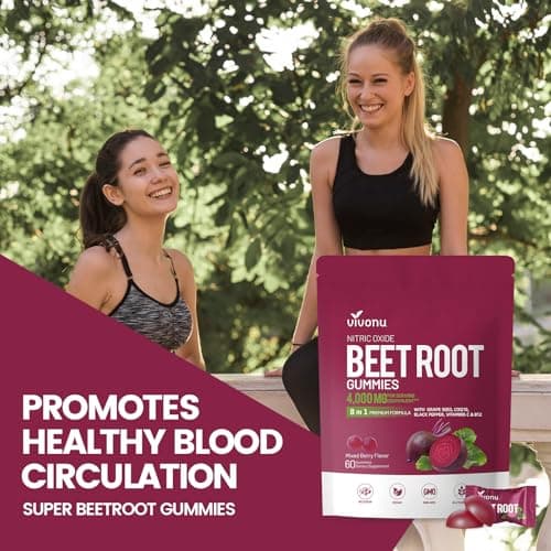 VivoNu Beet Root Gummies 8-in-1 Premium Energy Supplement with CoQ10, Beetroot Extract, Grape Seed Extract, Black Pepper Extract, Vitamins C & B12, L-Arginine & L-Citrulline view 7