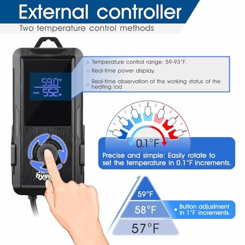 hygger Aquarium Heater 500W/800W/1000W,Fish Tank Heater with Danger Warning Automatically Stops Heating System and Digital LED Controller,for Freshwater or Saltwater 110-240 Gallon Tank view 3
