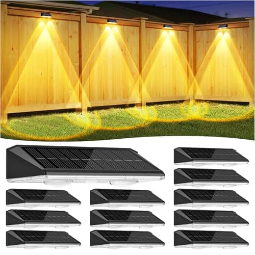 Solar Fence Lights Outdoor 12 Pack, IP65 Waterproof Fence Lights Solar Powered, 3 Modes(Warm/Neutral/Cool White) Solar Deck Light with Auto ON/OFF, LED Lens for Deck/Wall/Step/Patio/Pool/Backyard view 1