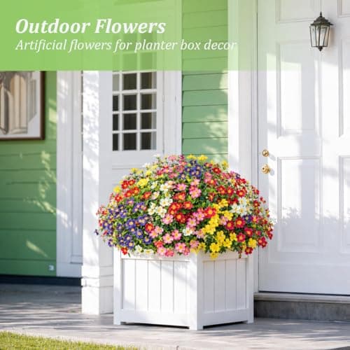 Trepcrow Artificial Flowers for Outdoor, UV Resistant Realistic Fake Wild Flowers No Fade – Faux Decoration for Outside Planter Beds, Window Box, Hanging Baskets, Garden Pots, Porch, Vase (18 Bundles view 6