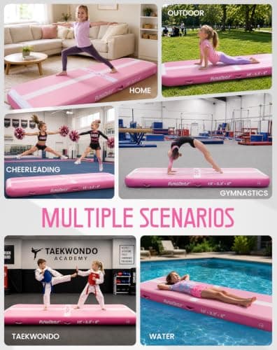 FunWater 10ft Dual-Sided Inflatable Gymnastics Mat Tumble Track 8in Thick view 2