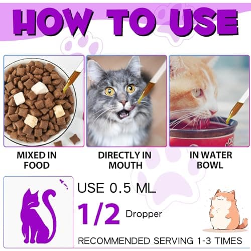 Liquid Multivitamin for Cat, 15 in 1 Cats Multivitamin Liquid Drops Supplements for Skin & Coat, Heart Health, Bones and Joint, Cat Vitamins with Glucosamine and MSM, Immune System Support -60ml view 6