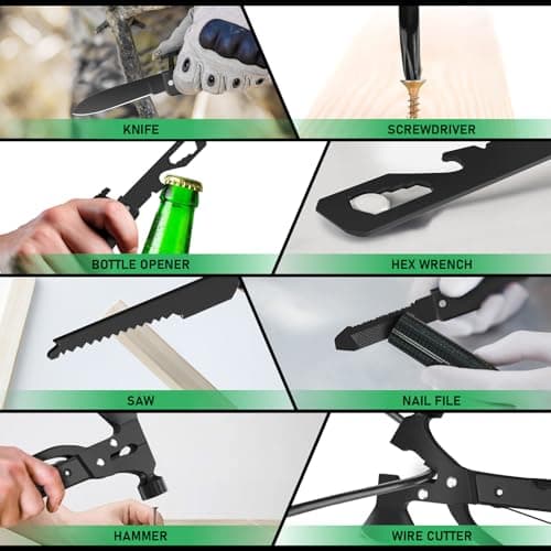 DETDLIB 15-in-1 Multitool Axe Hatchet, Birthday Gifts for Men, Essential for Camping, Hiking, Cool Gadget, Gifts for Men. Women, Dad, Him, Husband, Father, Mechanic, Boyfriend, Black view 4