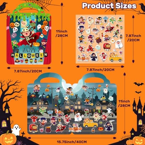 Elfew 3 Pack Halloween Reusable Sticker Books for Toddlers 2-4 view 2