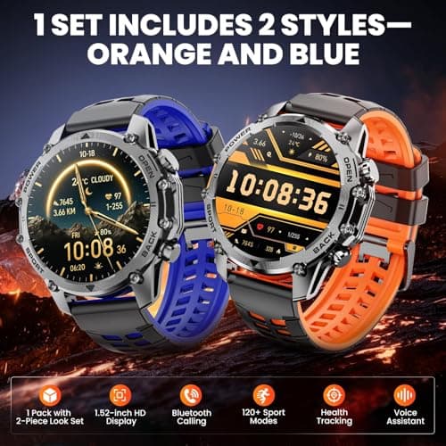 Hwagol Smart Watches for Men (Call/Notification),1.52''HD Military Smart Watch with Heart Rate/Sleep Monitor/Pedometer for Android and iOS,DIY Design Fitness Tracker view 2