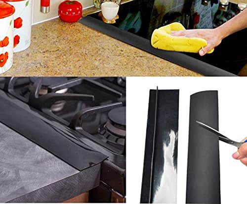 Silicone Kitchen Stove Gap Covers, Kitchen Counter Gap Anti-Slip Non-Tacky Filler Seals Spills Between Counter, Stovetop, Oven, Washer, Heat-Resistant，Set of 2 (21 Inches, Black) by liboyixi view 3