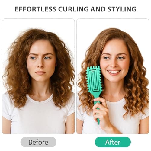 Inpoipsor Curly Hair Brush, Curl Defining Brush for Women and Men, Effortless Detangling and Shaping for Curls, Waves and Coils, Reduces Pulling, Smooth Results (Green) view 4