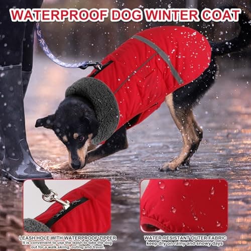 Doglay Warm Fleece Dog Coat,Waterproof Dog Winter Jacket with Leash Hole view 5