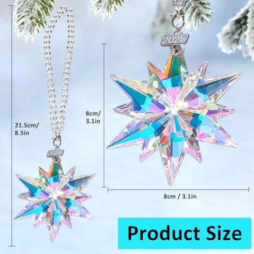 2025 Annual Christmas Ornaments Crystal Snowflake Star, Sparkly Crystal Ornaments for Christmas Tree, Beautiful Christmas Ornaments for Women Girls view 3