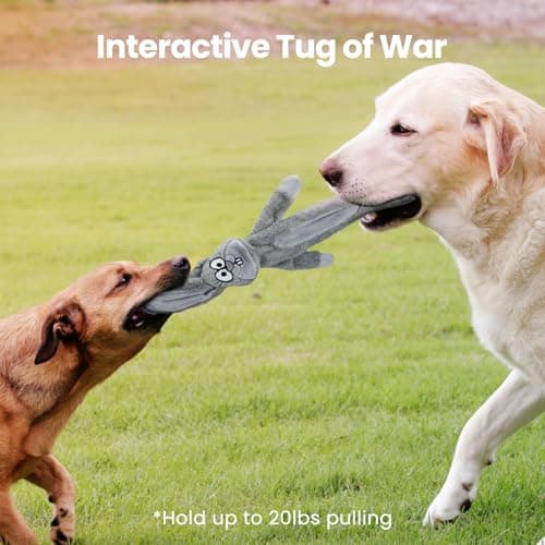 HGB No Stuffing Dog Toys for Aggressive Chewers, Squeaky Crinkle Plush Dog Toys to Keep Them Busy & Puppy Teething for Small, Medium, Large Breed, Cute Bunny & Sloth view 5