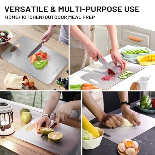 GENXONE Stainless Steel Cutting Boards for Kitchen, SUS316 Steel Large Cutting Board for Meat, Dishwasher Safe, (15.4x11in) 1pack view 5