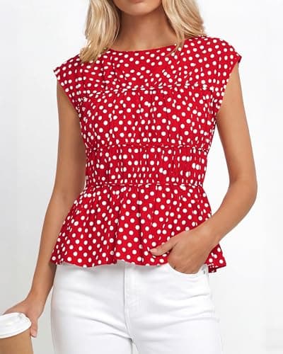 BTFBM Casual Short Sleeve Shirts Summer 2026 Going Out Tops for Women Trendy Polka Dots Work Blouses Tunics view 2