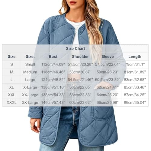 Quilted Jackets for Women Warm Mid Length Lightweight Puffer Coats | Casual Long Sleeve Button down Diamond Puffer Jacket Coats Fashion Fall Winter Padded Outerwear with Pockets view 5