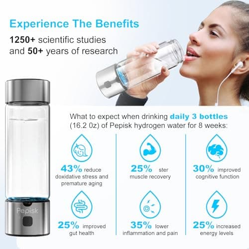 Hydrogen Water Generator Bottles, Hydrogenated Water Bottle with SPE PEM Technology, 460ml(16OZ) Hydrogen Water Bottle Generator for Home, Office, and Travel-Certified H2 Generator-Gift Box view 3