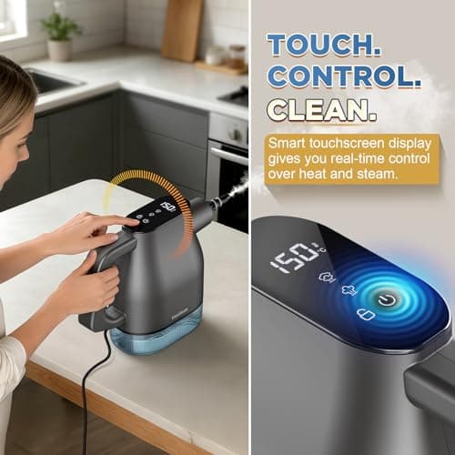 Handheld Steam Cleaner for Home, 1350W, 3s Heat-Up, 350 mL | Portable steam cleaner with 2 levels, a 9.84 ft cord, and 10 tools for kitchens, bathrooms, windows, fabrics, and crevices view 4