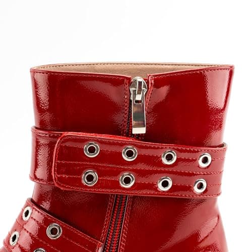 KaroNairy Buckle Ankle Boots for Women Low Heel Zip Chelsea Boots Pointed Toe Fashion Dress Short Booties view 5