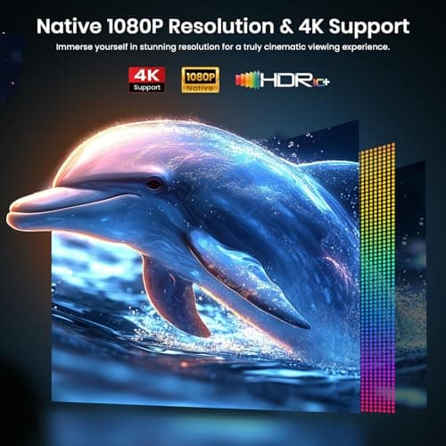 [Auto Focus & High Brightness] Outdoor Projector with WiFi and Bluetooth, Native 1080P Movie Projector, 4K Support, 1500ANSI Auto Keystone, Projector Compatible with iOS/Android/Tv Stick view 3