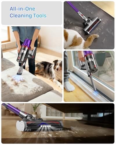 iXlion Cordless Vacuum Cleaner for Home - Powerful Stick Vacuum with HEPA Filter, 55-Min Runtime, LED Light, Anti-Tangle Brush, Detachable Battery,Lightweight Vacuum for Pet Hair,Carpets & Hard Floors view 3