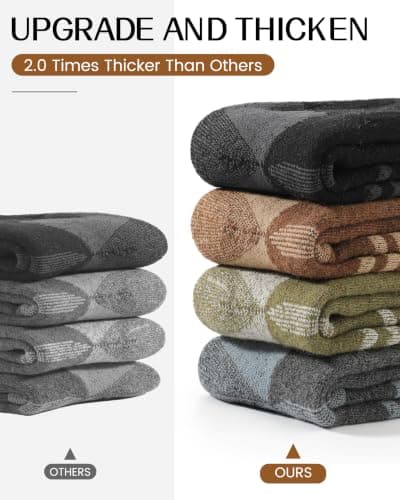 Merino Wool Socks for Men & Women, 4 Pairs Thermal Crew Socks view 5
