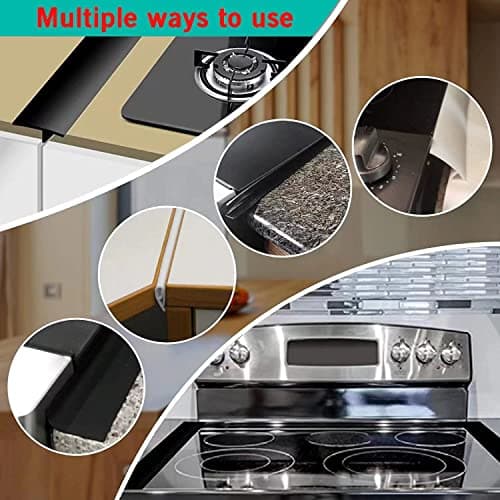 Silicone Kitchen Stove Gap Covers, Kitchen Counter Gap Anti-Slip Non-Tacky Filler Seals Spills Between Counter, Stovetop, Oven, Washer, Heat-Resistant，Set of 2 (21 Inches, Black) by liboyixi view 4