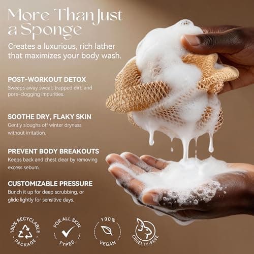 CORATED African Net Sponge Authentic, Shower Loofah Exfoliating Bath Sponge, Body Scrubber for Women Daily Use Body Care, Travel Portable Bath Accessories for Bathroom (Olive Green & Light Green) view 3