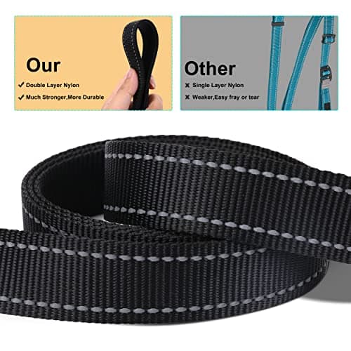 Jumpress Soft Neoprene Padded Dog Collar and Leash Set for Small Medium Large Dogs, Reflective Durable Nylon Dog Collar with 5ft Leash Easy for Walking, Black,Neck fit 12.5-19.5’’ view 2