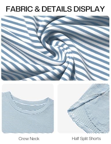 JUSTFASHIONNOW Womens Pajama Sets Striped Two Piece Lounge Sets Long Sleeve Top and Split Shorts Print Sleepwear Comfy Pjs view 6